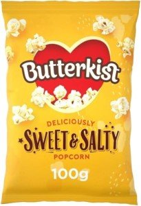 Butterkist - SWEET & SALTY popcorn 100g - 150 Calories Per Serving - Gluten Free, No Artificial Colours or Flavours, Suitable for Vegetarians