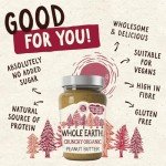 Whole Earth Crunchy Organic Peanut Butter, 340 g Jar, Original Nut Spread Made with All Natural Ingredients, No Added Sugar, Gluten Free, Vegetarian & Vegan Friendly