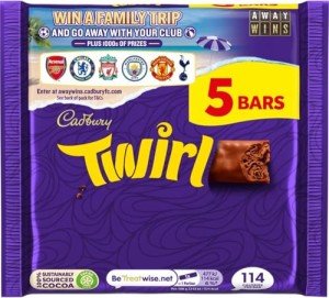 Cadbury Twirl Milk Chocolate Bar Multipack, 5 Bars