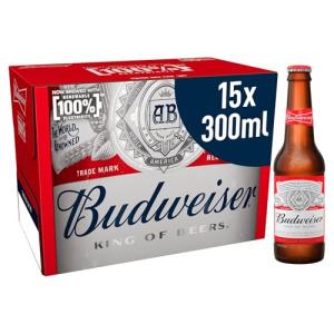 Budweiser Lager Beer Bottles, 15-Pack