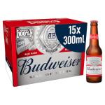 Budweiser Lager Beer Bottles, 15-Pack
