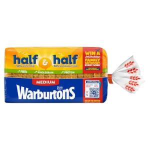Warburtons Half White Half Wholemeal Bread 800g