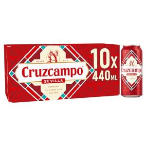 Cruzcampo Beer - 10 Cans (440ml Each)