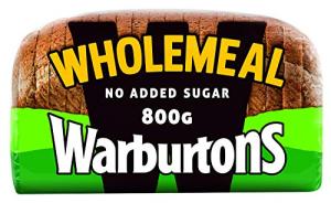 Warburtons Wholemeal Bread, Medium Sliced, 800g