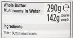 Morrisons Whole Button Mushrooms, 290g, 12-Pack