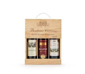 Bordeaux Red Wine Gift Set in Wooden Box