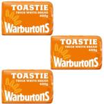 Warburton's Thick White Sliced Bread - 3 Loaves