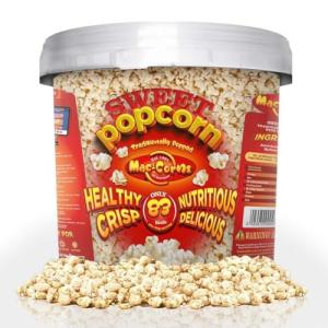 MacCorns Sweet Popcorn Bucket | 10ltr Reusable Bucket of 600g Sweet Popcorn with Handle | Crispy & Delicious Sugar-Coated Popcorn Ideal For Parties, Events & Movie Nights | Free from Dairy & Nuts