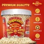 MacCorns Sweet Popcorn Bucket | 10ltr Reusable Bucket of 600g Sweet Popcorn with Handle | Crispy & Delicious Sugar-Coated Popcorn Ideal For Parties, Events & Movie Nights | Free from Dairy & Nuts
