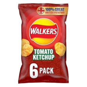 Walkers Tomato Ketchup Crisps Multipack, 6 Bags