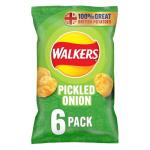 Walkers Pickled Onion Crisps Multipack, 6 Bags
