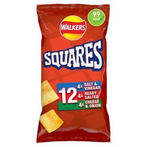 Walkers Squares Snack Crisps Variety Pack 12x22g