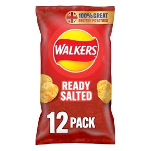 Walkers Ready Salted Crisps Multipack, 12 Bags