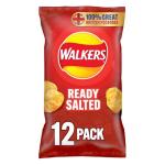 Walkers Ready Salted Crisps Multipack, 12 Bags