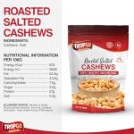 Tropgo Roasted Cashew Nuts 500g - Packed Fresh, Lightly Salted Cashews with Fibre, Protein and Minerals, Perfect for Snacking - Kosher Approved Cashews - Bulk Buy Nuts