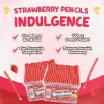 Sweetzone Strawberry Pencils, Retro Sweets Tub, Candy Sticks, 100 pcs, Halal Sweet, Sweets Bulk, Gummy American Candies, UK British Candy Enthusiasts