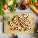 Joe & Seph's Festive Chocolate Popcorn Slab (1x115g)|salted caramel gourmet popcorn, belgian milk and white chocolate air-popped popcorn, gifts for men and women, festive snacks