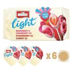 Müllerlight Red Fruits - 2 x Raspberry & Cranberry / 2 x Strawberry / 2 x Cherry, 140g (Pack of 6 Yogurts)