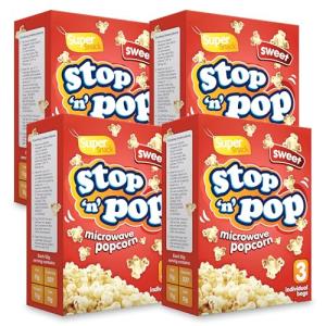 SOL 12pk x 85g Stop 'n' Pop Microwave Popcorn, Sweet Flavoured Pop Corn Kernels, Perfect Tasty Snack for Family Movie Nights, Easy to Prepare, Ideal for Sharing Fun Moments at Home