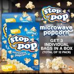 SOL 12pk x 85g Stop 'n' Pop Microwave Popcorn, Salted Flavoured Pop Corn Kernels, Ready in Minutes Tasty Snack for Family Movie Nights, Easy to Prepare, Ideal for Sharing Fun Moments at Home