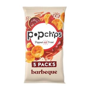 popchips - BARBEQUE Multipack Crisps 5 Pack Bag - Fully loaded with flavour, iconic ridged crisp, unmistakable crunch