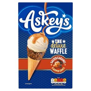Askeys The Deluxe Waffle Salted Caramel Dipped Cones, Pack of 6