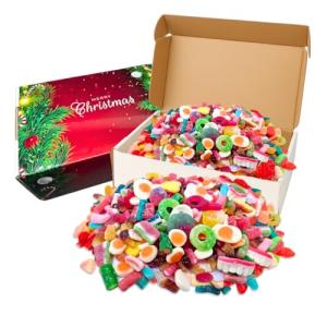 PREMIUM CONFUSED PIC 'N' MIX SWEETS 1kg CHRISTMAS PRESENTS BOX – Contains Fizzy, Fruity, Jelly and Gummy Candies | Retro Sweet Selection, Kids Sweet Box | Assorted Sweets Gift