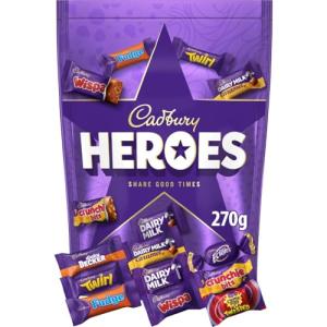 Cadbury Heroes Chocolate Pouch, Assorted Miniature Chocolates for Sharing, The Perfect Christmas Treat, 270 g (Pack of 1)