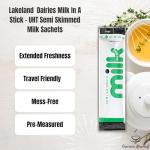 30 x Lakeland Dairies Milk In A Stick - UHT Semi Skimmed Milk Sachets - 10ml Each. Ideal for Travel, Camping, Work, Hotels, Airplanes, and Letterbox Friendly Packaging By Espresso Yourself