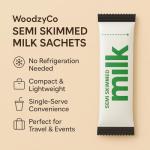 Milk Sachet Bundle – 50 x UHT Semi Skimmed Milk Sticks – Long Life Individual Portions for Coffee, Tea, Travel, Hotel, Office – WoodzyCo Exclusive