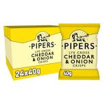 Pipers Crisps Lye Cross Cheddar and Onion 40 g, 24 Count (Pack of 1)