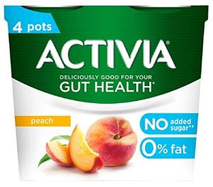 Activia No Added Sugar Peach Yogurt, Pack of 4