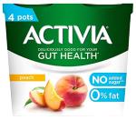Activia No Added Sugar Peach Yogurt, Pack of 4