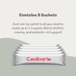 Coolinario Yoghurt Starter Culture (5-Pack, 1g Sachets) Live Cultures for Homemade Yogurt | Creamy, Thick & Delicious | Regular or Greek Yogurt | Non-GMO, No Preservatives, Gluten Free, Halal & Kosher