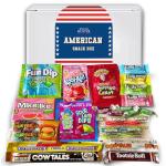 William Hunter American Sweets Gift Box - Letterbox Size Wide Selection Sweet Hamper, Great Value American Sweet Hamper for Children or Adults, Mystery Box of Iconic American Candy