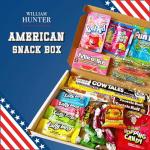 William Hunter American Sweets Gift Box - Letterbox Size Wide Selection Sweet Hamper, Great Value American Sweet Hamper for Children or Adults, Mystery Box of Iconic American Candy