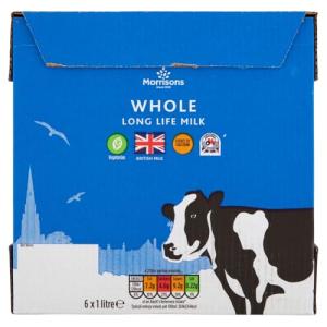 Morrisons British Whole UHT Milk 6X1L