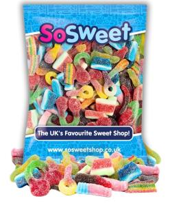 SoSweet Fizzy Sweet Mix – 1kg Bulk Bag of Tangy Pick & Mix Sweets | Sour Party Candy, Sharing Treats | Fizzy Fruit Flavour Favourites | Long Shelf Life