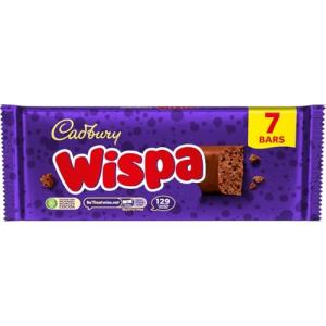 Cadbury Milk Chocolate Wispa Bars, 23.7 g per bar, Velvety Bubbly Texture (Pack of 7)