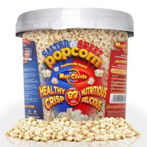 MacCorns - Salted & Sweet Mixed Popcorn Sharing Bucket | 10ltr Reusable Bucket | Crunchy, Delicious Ideal for Parties, Events & Movie Nights | Allergen FREE!