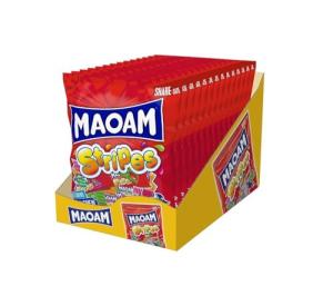 MAOAM Stripes Fruit Sweets – Chewy and Fruity Sweets – 140g x 14 Bags (Case)