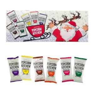 Popcorn Kitchen Christmas Popcorn Selection Box, 6 Indulgent Gourmet Recipes, Hand-popped in UK, Perfect Stocking Filler - 180g
