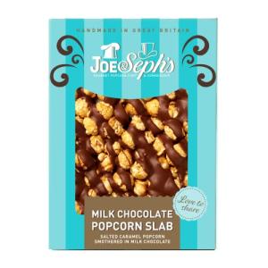 Joe & Seph's Milk Chocolate Popcorn Slab (1x115g), Salted Caramel Gourmet Popcorn, Belgian Milk and White Chocolate Air-Popped Popcorn, 37% of Cocoa, Gifts for Men and Women, Festive Snacks