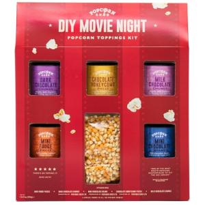 Popcorn Shed DIY Movie Night Popcorn Toppings Kit (5 Delicious Toppings & 500g Popping Kernels) - Sweet Popcorn Toppings, Easy & Low Calorie Snack, Perfect for Parties, Movie Nights & Gifting