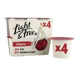 Light & Free Cherry, 0% Fat and No Added Sugar, Greek Style Yoghurt, 4x115g