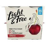 Light & Free Cherry, 0% Fat and No Added Sugar, Greek Style Yoghurt, 4x115g