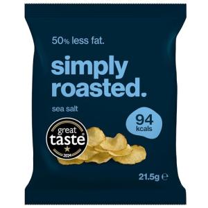 Simply Roasted - Sea Salt Crisps | 24 x 21.5g Impulse Bags | Just 3 Ingredients | Vegan | 50% Less Fat | Under 99 Calories Per Serve | Triple Cooked for the Ultimate Crunch | Gluten & Allergen-Free