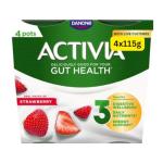 Gut Health Yoghurt Activias Multipacks Rhubarb, Strawberry, Vanilla and Blueberry 4x115g (Strawberry 4x115g)