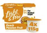 Light & Free Peach & Passion Fruit, 0% Fat and No Added Sugar, Greek Style Yoghurt, 4x115g