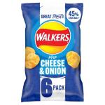 Walkers Less Salt Mild Cheese & Onion Multipack Crisps 6 x 25g